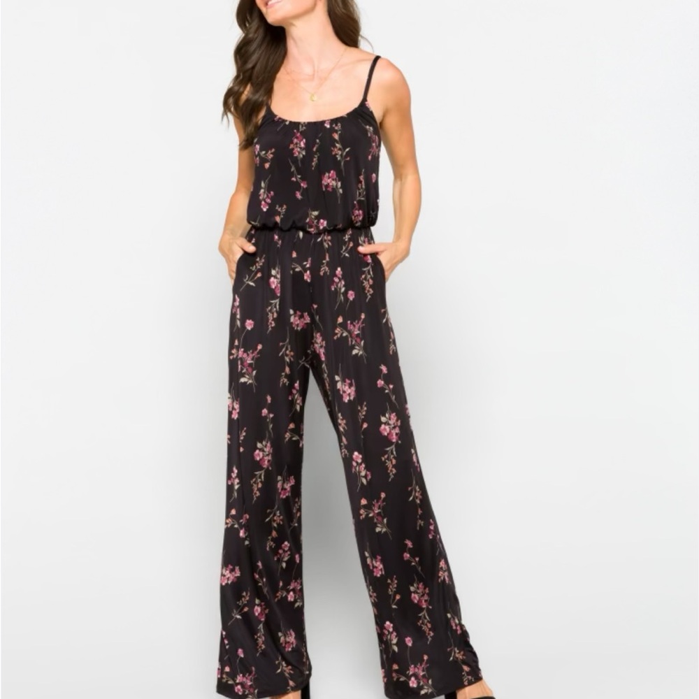 Floral Black Jumpsuit